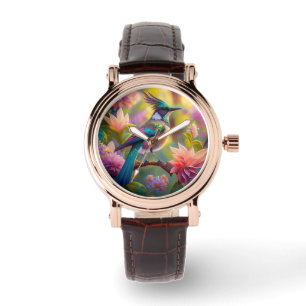 Reloj De Pulsera Pájaro de Jay Fantasy con cabeza verde