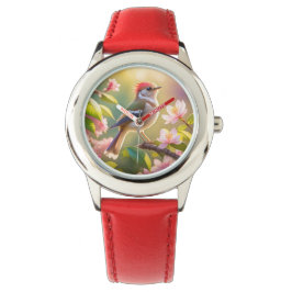 Reloj De Pulsera Pájaro de la Fantasía de Warbler con cabeza roja