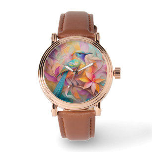 Reloj De Pulsera Pájaro de la Fantasía del Songbird Throet Violet