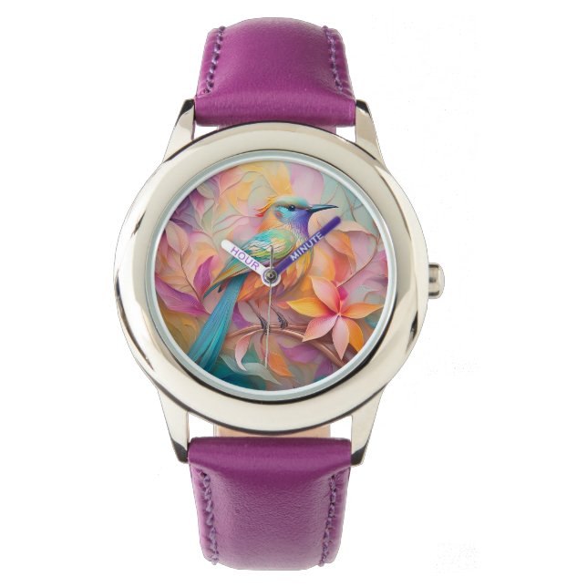 Reloj De Pulsera Pájaro de la Fantasía del Songbird Throet Violet (Anverso)