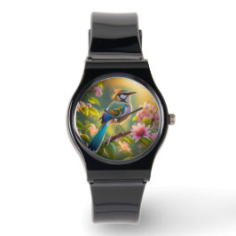 Reloj De Pulsera Pájaro de la Fantasía Verde azulada con Cabecera V