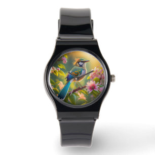 Reloj De Pulsera Pájaro de la Fantasía Verde azulada con Cabecera V