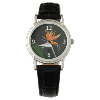 Reloj De Pulsera Pájaro del Naranja del paraíso Flor tropical