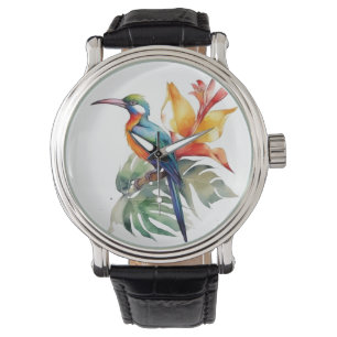 Reloj De Pulsera Pájaro del paraíso, colorido pájaro fantasma 'n fl