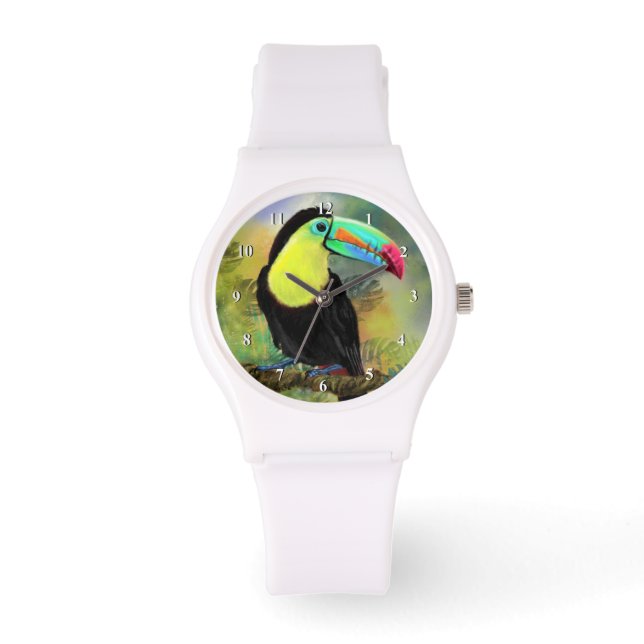 Reloj De Pulsera Pájaro Toco Tropical Toco Toucan Exótico - Pintado (Anverso)