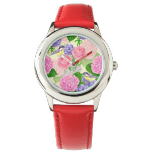 Reloj De Pulsera Pájaro y flores