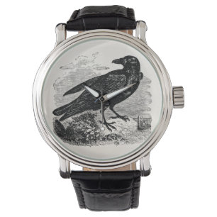 Reloj De Pulsera Pájaros personalizados cuervo del pájaro del neg