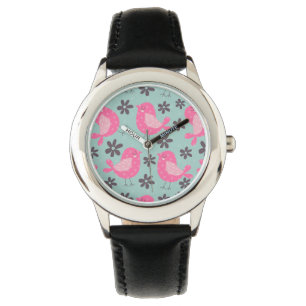 Reloj De Pulsera Pájaros y flores de polka