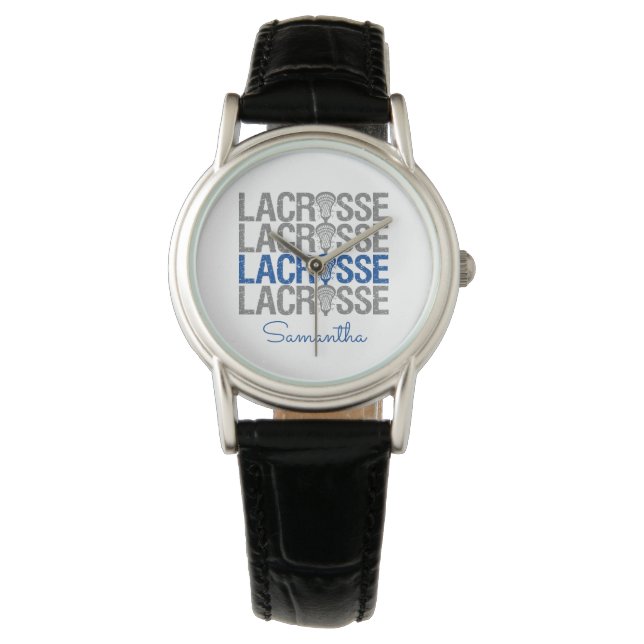 Reloj De Pulsera Palabra Lacrosse con problemas azules (Anverso)
