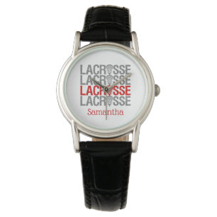 Reloj De Pulsera Palabra Lacrosse con problemas rojos