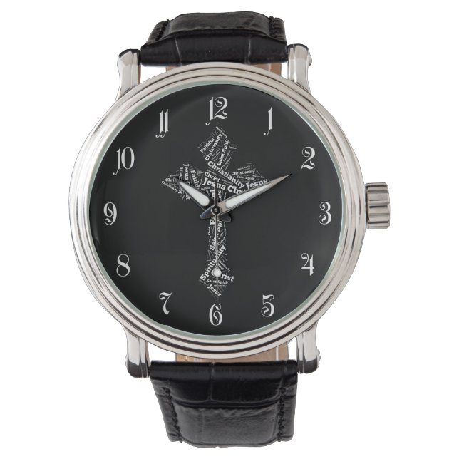 Reloj De Pulsera Palabras Cruz cristiana (Anverso)