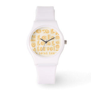 Reloj De Pulsera Palabras de viaje en blanco