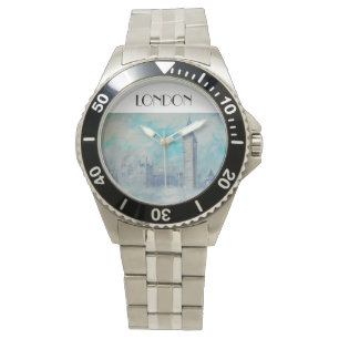 Reloj De Pulsera Palacio Westminster de Londres pintura azul claro
