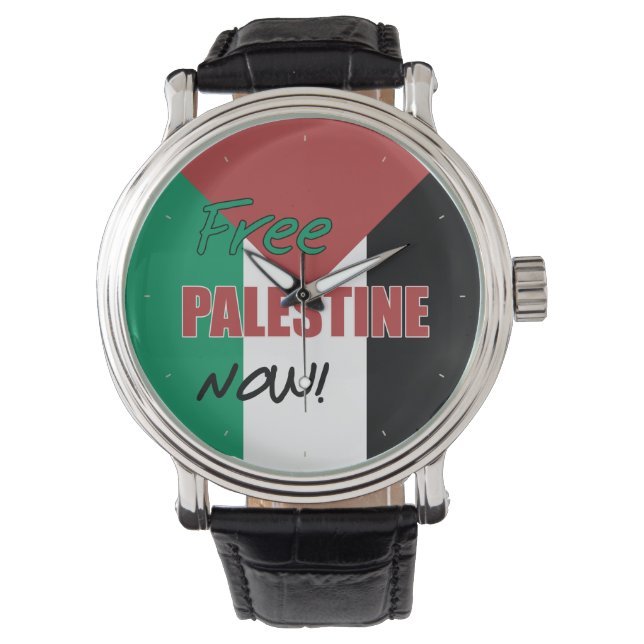 Reloj De Pulsera Palestina Libre ahora bandera palestina (Anverso)