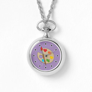 Reloj De Pulsera Paleta de artista con pincel de pintura