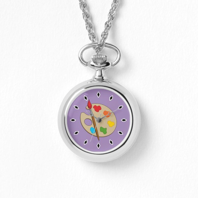 Reloj De Pulsera Paleta de artista con pincel de pintura (Anverso)
