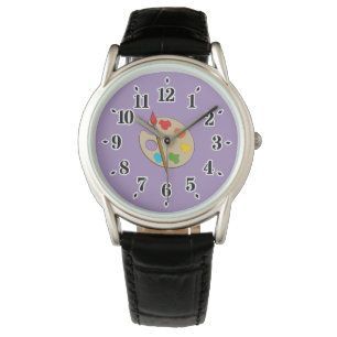 Reloj De Pulsera Paleta de artista con pincel de pintura