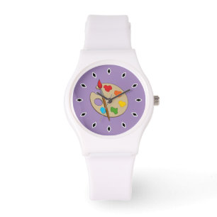 Reloj De Pulsera Paleta de artista con pincel de pintura