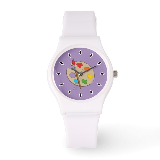 Reloj De Pulsera Paleta de artista con pincel de pintura (Anverso)
