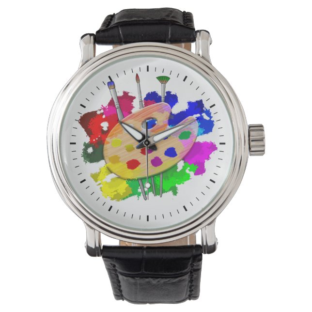 Reloj De Pulsera Paleta De Artistas Y Cepillos (Anverso)