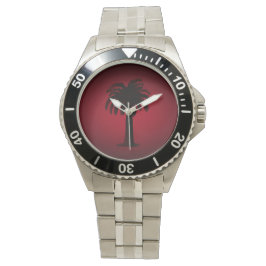 Reloj De Pulsera Palm Tree/ Black & Burgandy Design 2