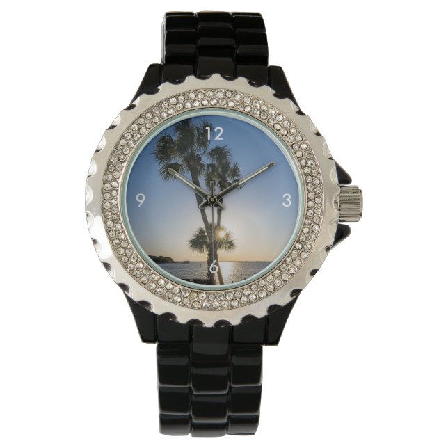 Reloj De Pulsera Palm Tree Scissors Silhouette Watch (Anverso)