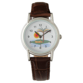 Reloj De Pulsera Palm Tree tropical brillante, Sun y Waves