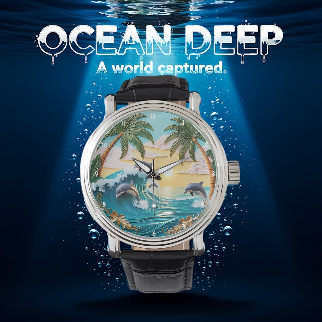 Reloj De Pulsera Palm Trees, Jumping Dolphins, and Ocean Sunset (Subido por el creador)