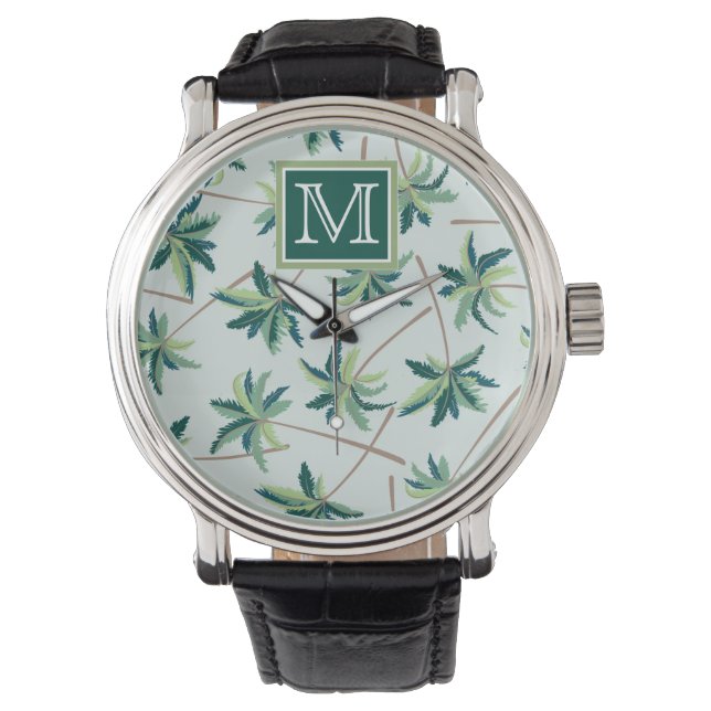 Reloj De Pulsera Palm Tropical Foxtail | Añadir su inicial (Anverso)