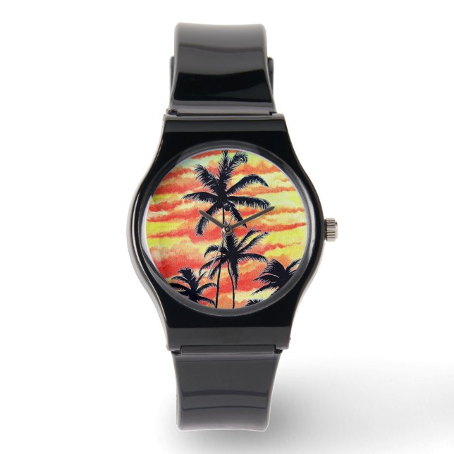 Reloj De Pulsera Palmas de Coco Sunset de Hawái (Anverso)