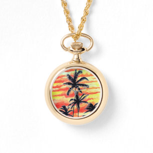 Reloj De Pulsera Palmas de Coco Sunset de Hawái