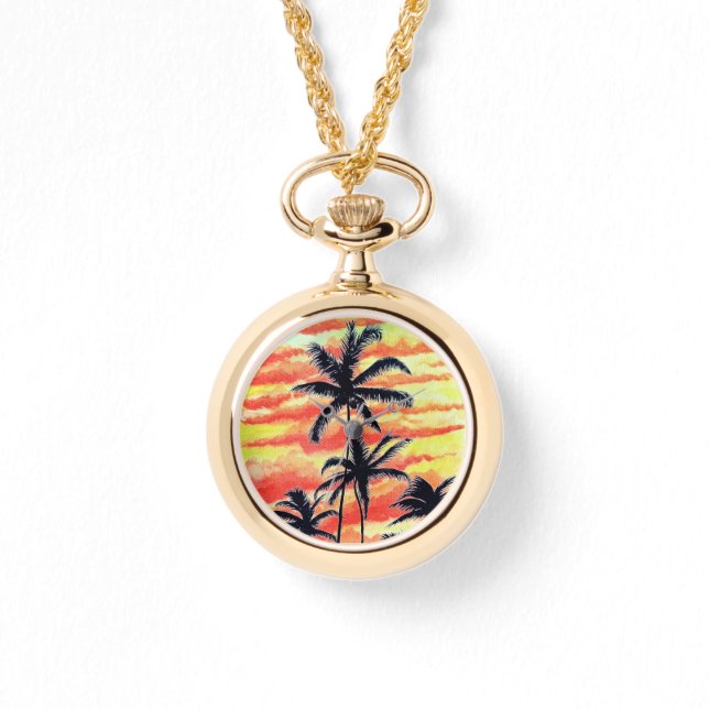 Reloj De Pulsera Palmas de Coco Sunset de Hawái (Anverso)