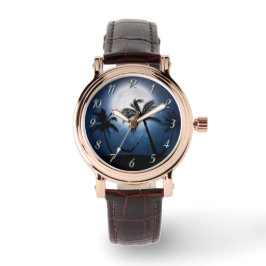 Reloj De Pulsera Palmeras bajo la luz de la luna