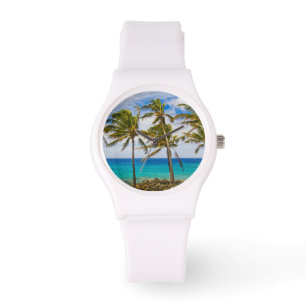 Reloj De Pulsera Palmeras de coco (Cocos nucifera) balanceándose en