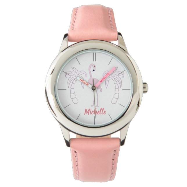Reloj De Pulsera Palmeras de flamenco rosadas Vigilancia Chica pers (Anverso)