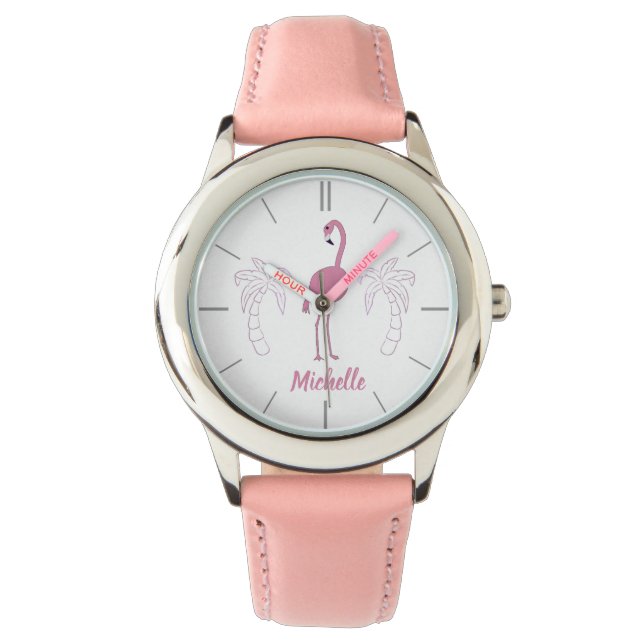 Reloj De Pulsera Palmeras de flamenco rosadas Vigilancia Chica pers (Anverso)
