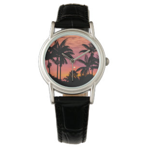 Reloj De Pulsera Palmeras en silueta, Hawái