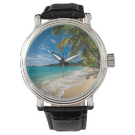 Reloj De Pulsera Palmeras Playa Tropical Océano