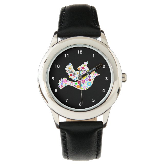Reloj De Pulsera Paloma blanca de las flores (Anverso)