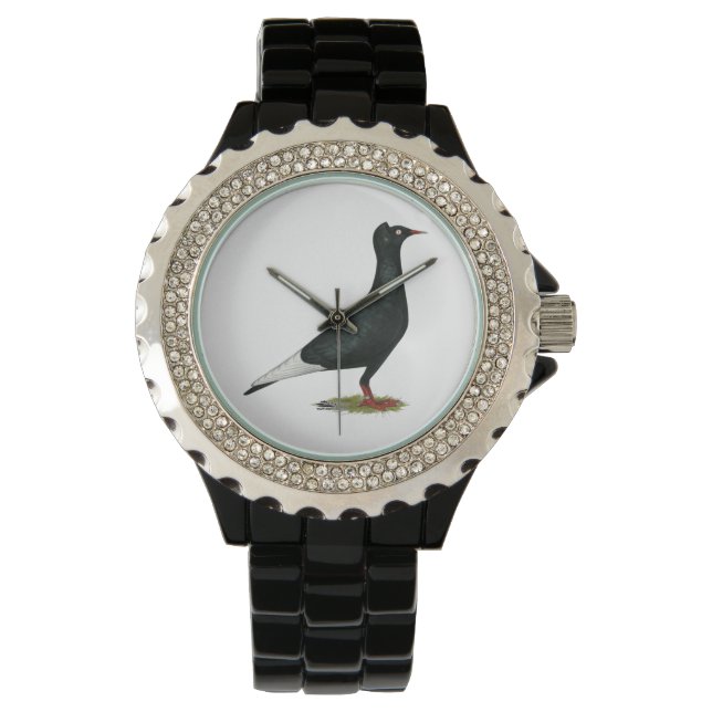 Reloj De Pulsera Paloma de capucha negra voladora (Anverso)
