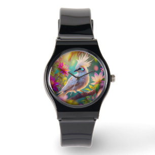Reloj De Pulsera Paloma Fantasía Juvenil con Cresta Rojiza Pluma Ru