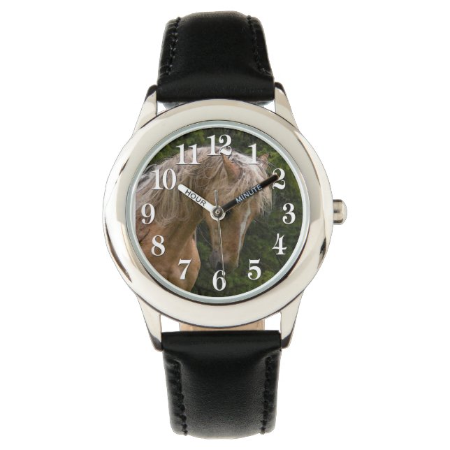 Reloj De Pulsera Palomino Paint Horse & Forest Photo (Anverso)
