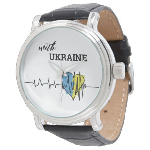 Reloj De Pulsera Palpitación patriótica ucraniana de corazón azul a