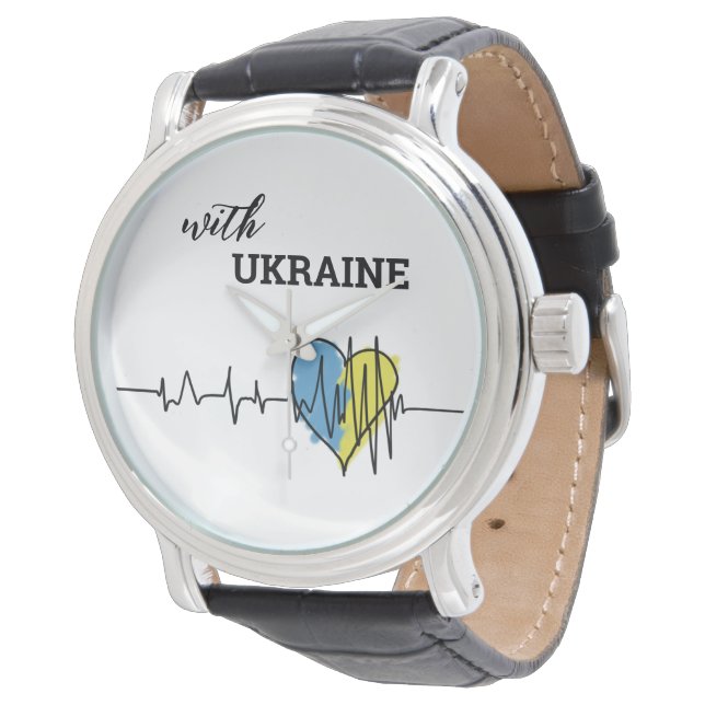 Reloj De Pulsera Palpitación patriótica ucraniana de corazón azul a (Angular)