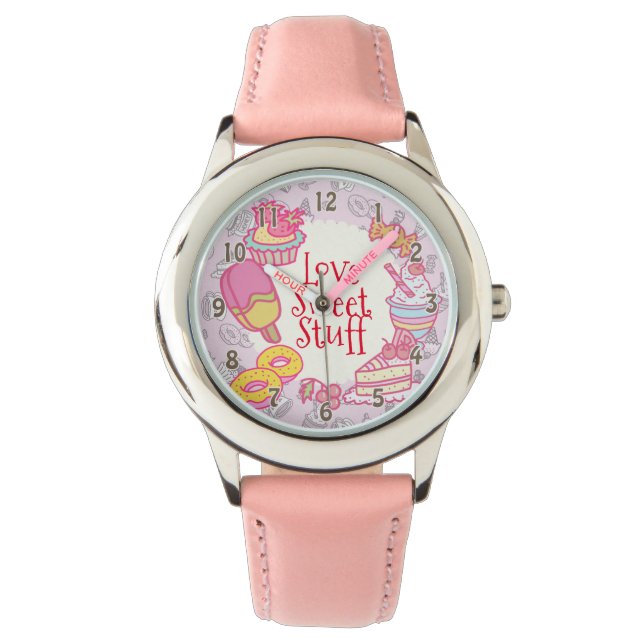 Reloj De Pulsera Panadería Dulce y Bebidas Rosa (Anverso)