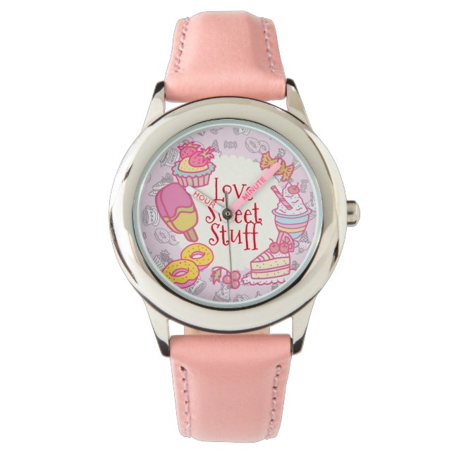 Reloj De Pulsera Panadería Dulce y Bebidas Rosa (Anverso)