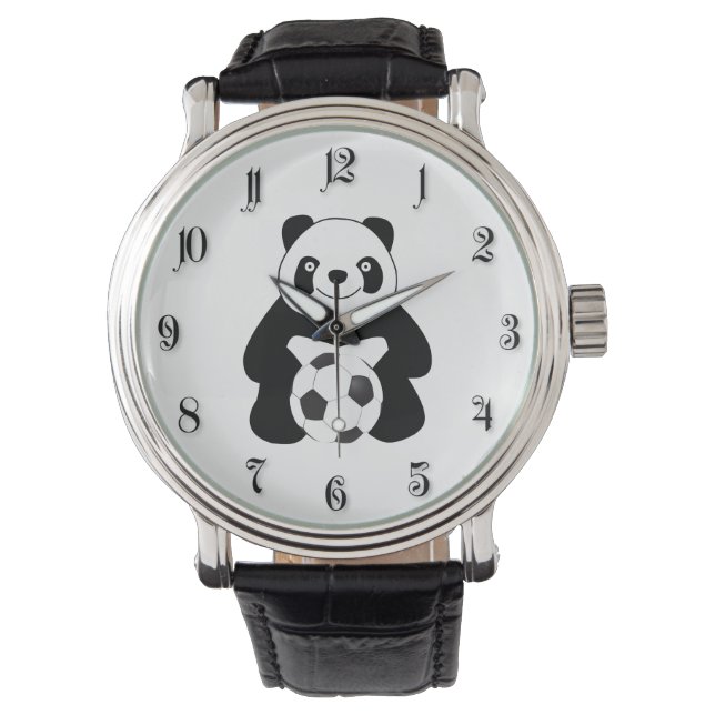 Reloj De Pulsera Panda con una pelota de fútbol (Anverso)