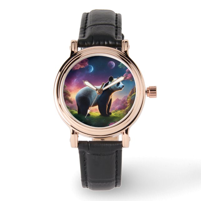 Reloj De Pulsera Panda en un jardín de fantasía (Anverso)