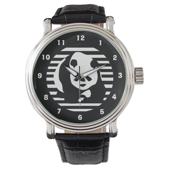 Reloj De Pulsera Panda gigante y rayas (Anverso)