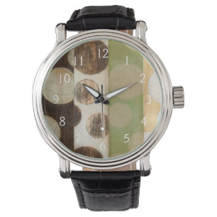 Reloj De Pulsera Panel de madera de tono de la Tierra pintado con c